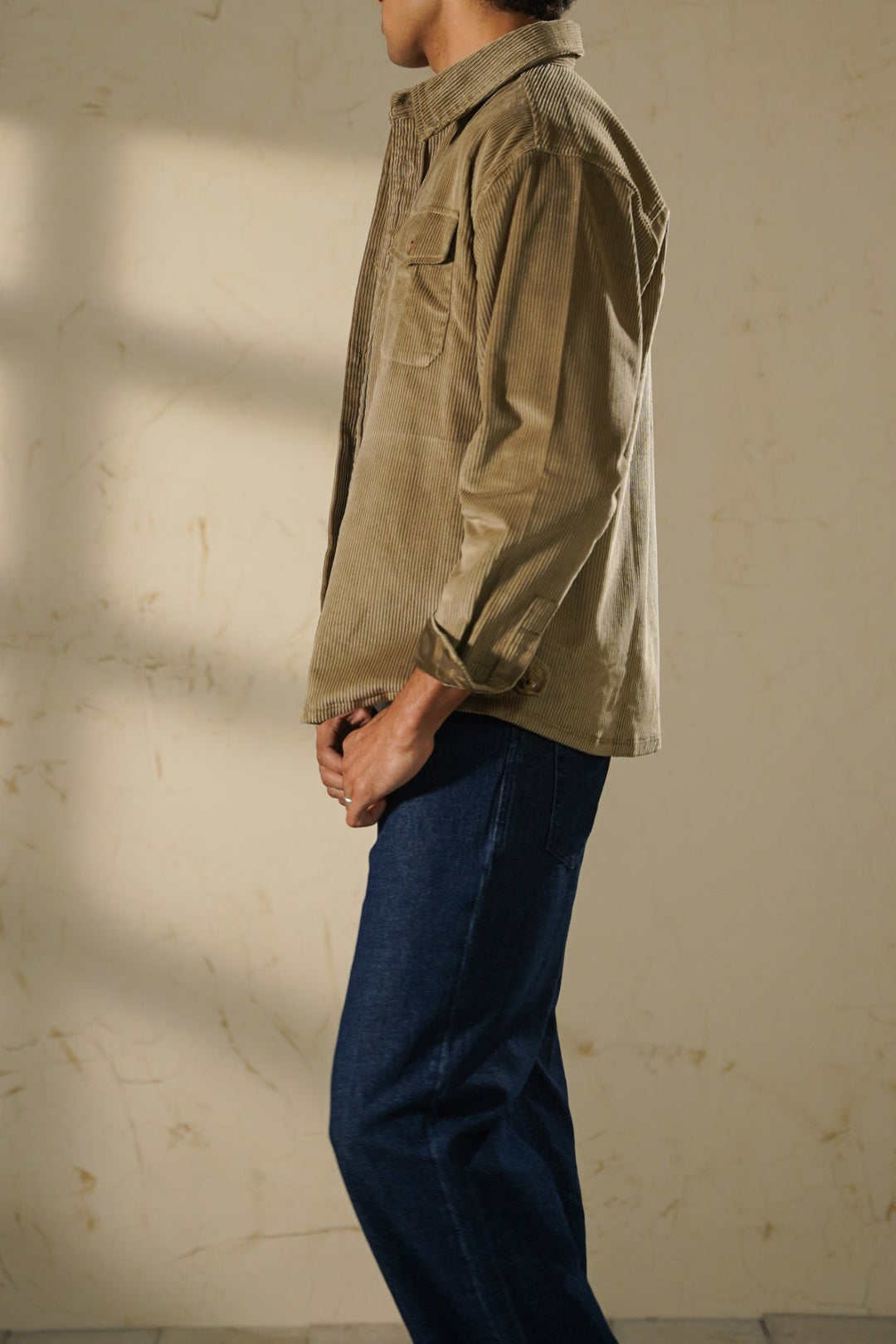KHAKI CORDUROY SHACKET