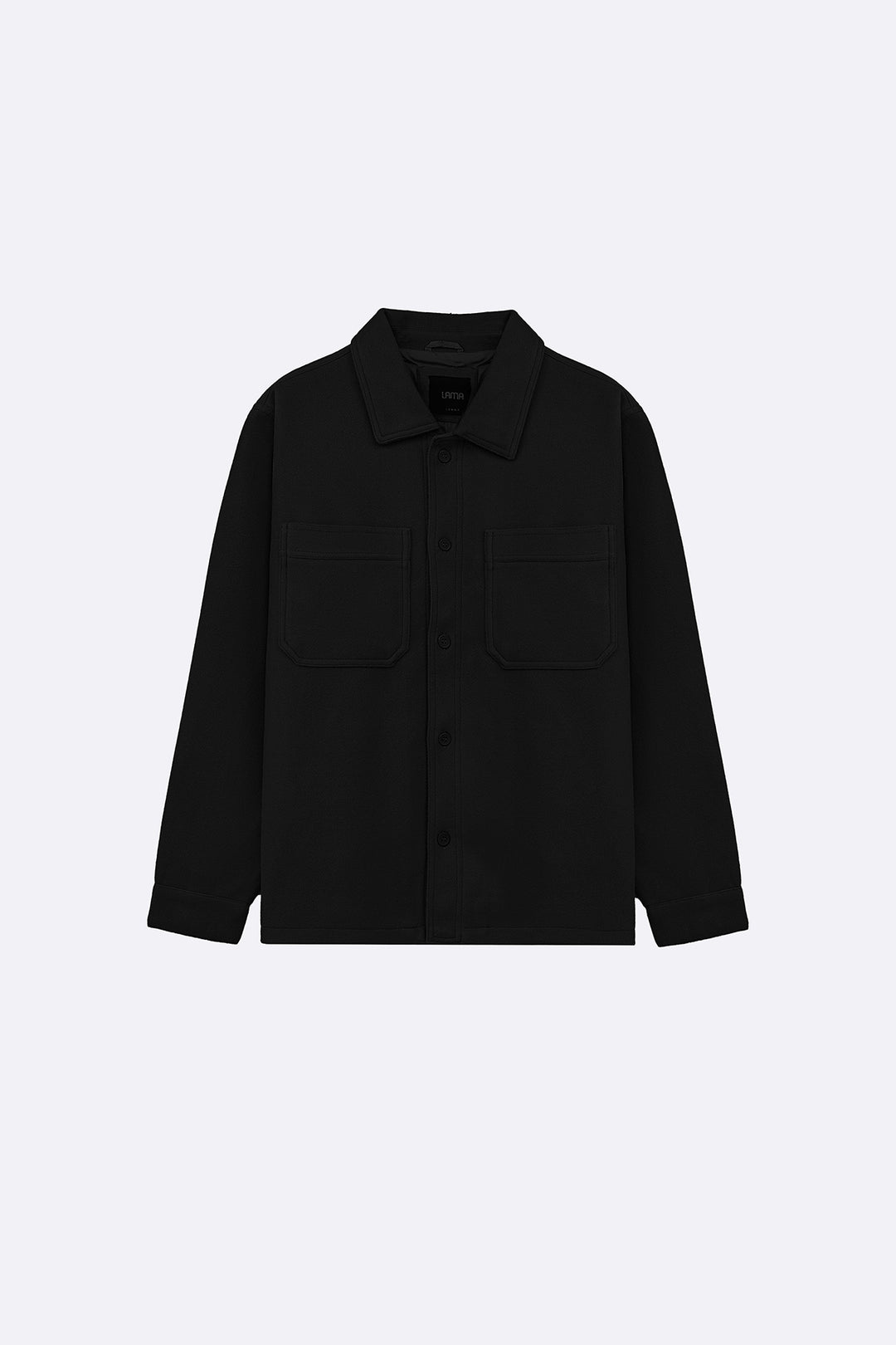 BLACK FAUX WOOL SHACKET