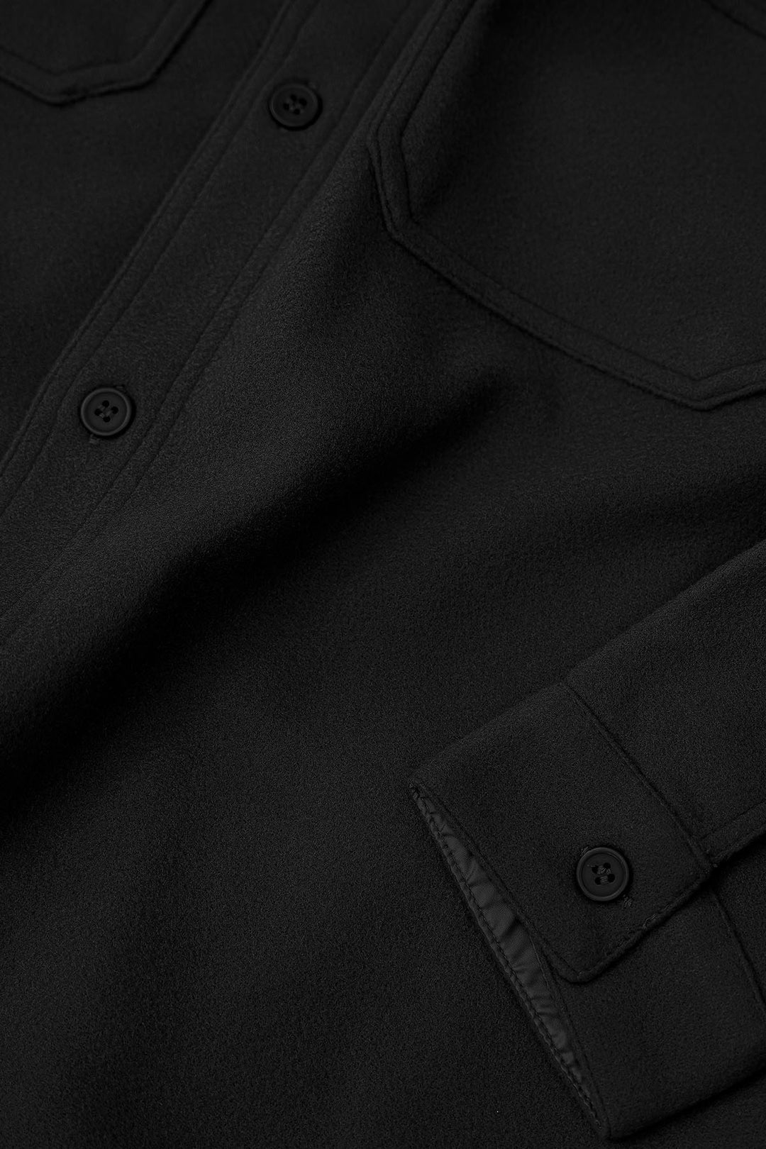 BLACK FAUX WOOL SHACKET