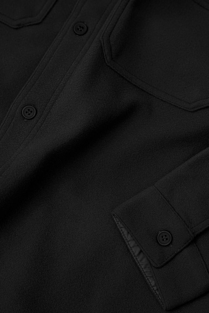 BLACK FAUX WOOL SHACKET