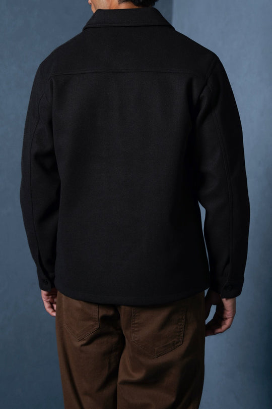 BLACK FAUX WOOL SHACKET