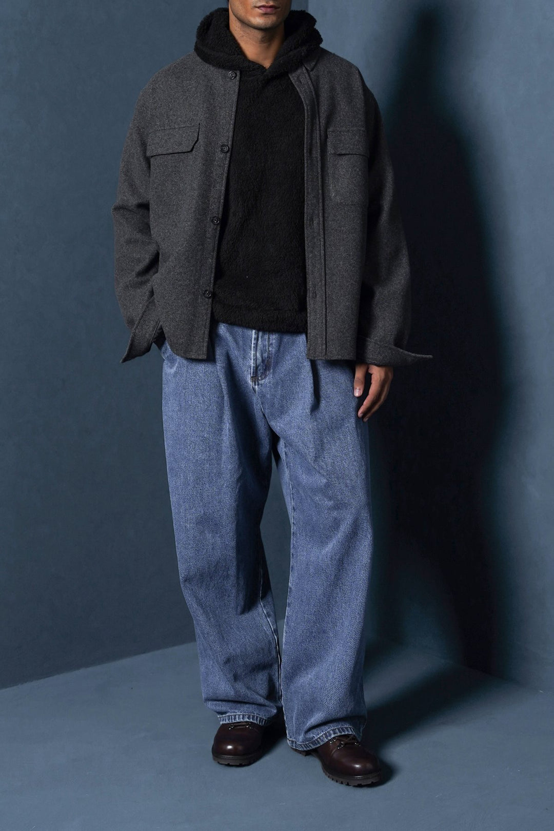 GREY WOOLEN OVERSHIRT