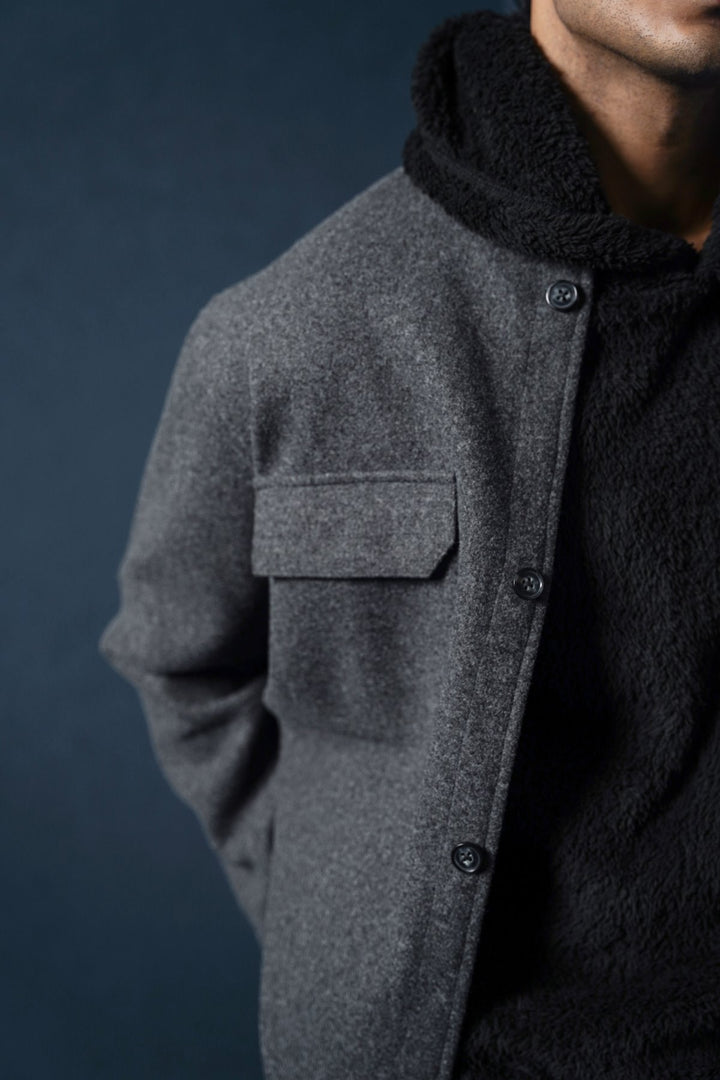GREY WOOLEN OVERSHIRT