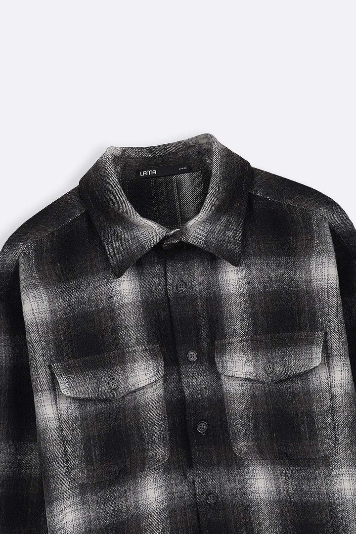 GREY PLAID FLANNEL SHACKET