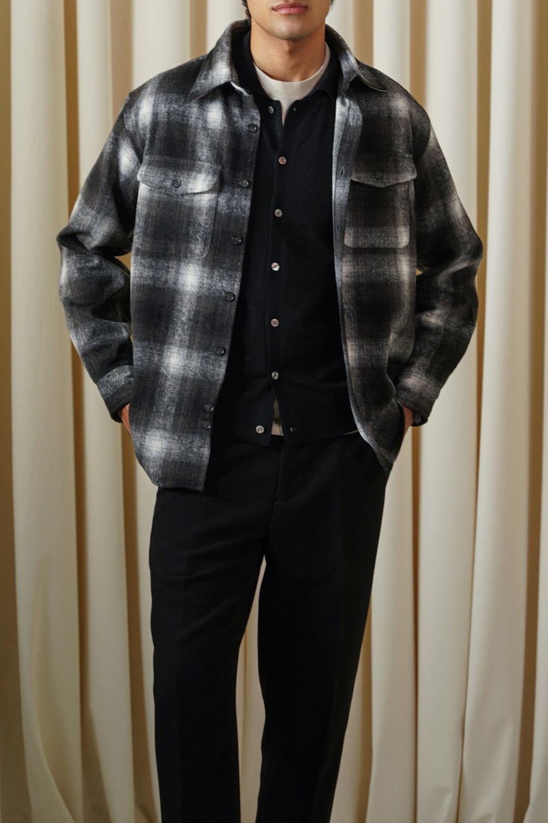 GREY PLAID FLANNEL SHACKET