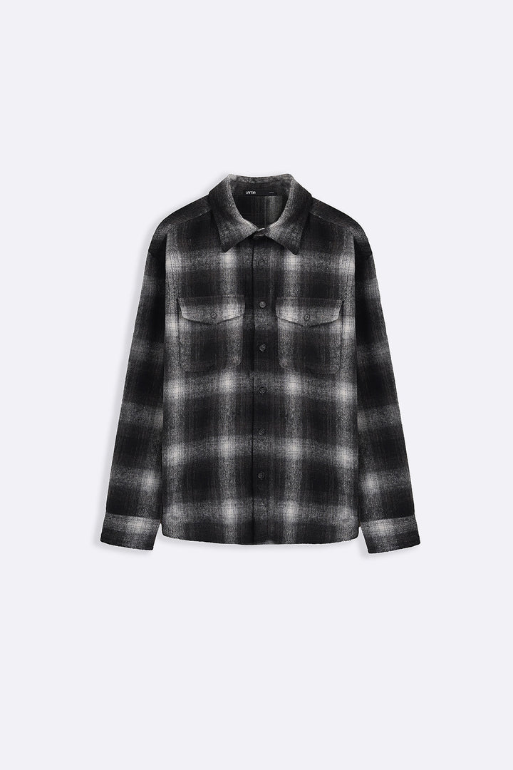 GREY PLAID FLANNEL SHACKET