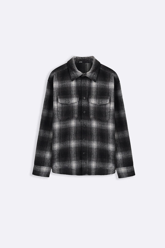 GREY PLAID FLANNEL SHACKET