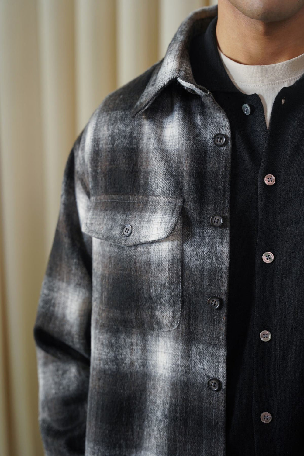 GREY PLAID FLANNEL SHACKET