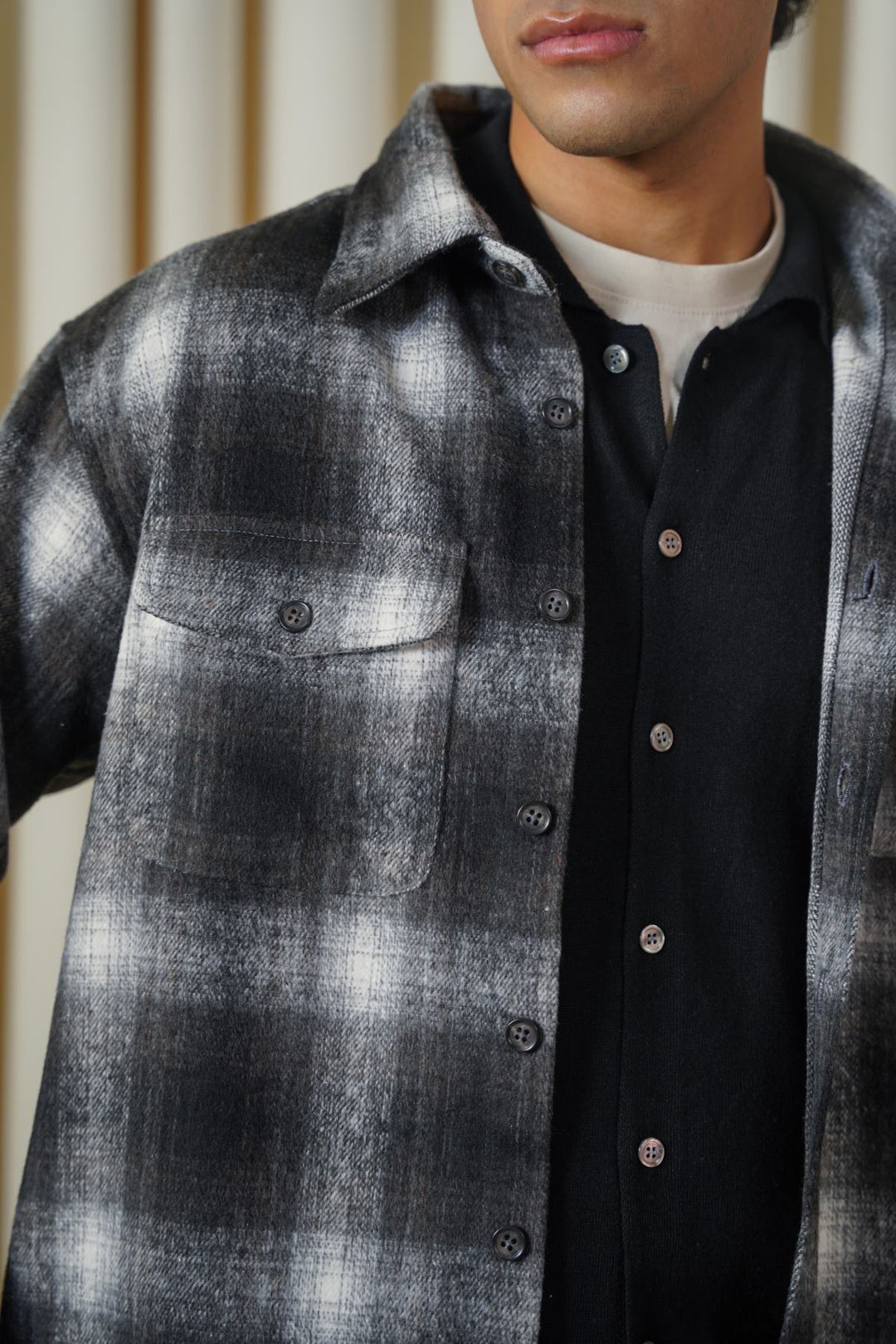 GREY PLAID FLANNEL SHACKET