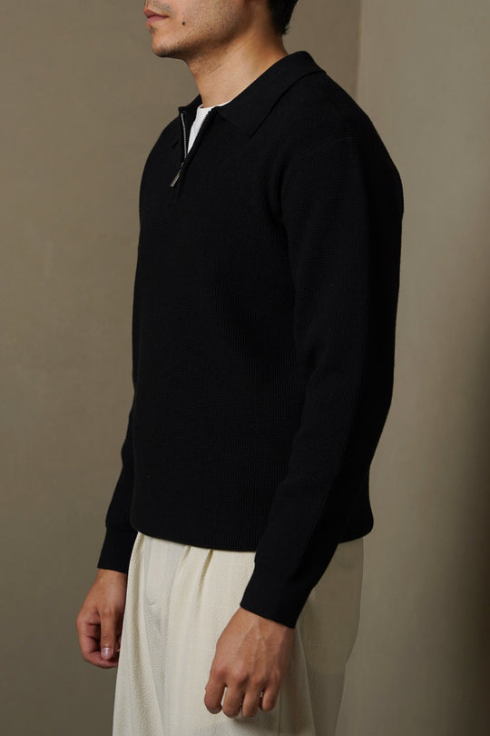 BLACK CLASSIC COLLAR SWEATER