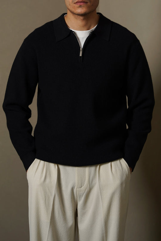 BLACK CLASSIC COLLAR SWEATER