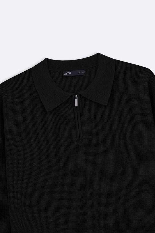 BLACK CLASSIC COLLAR SWEATER