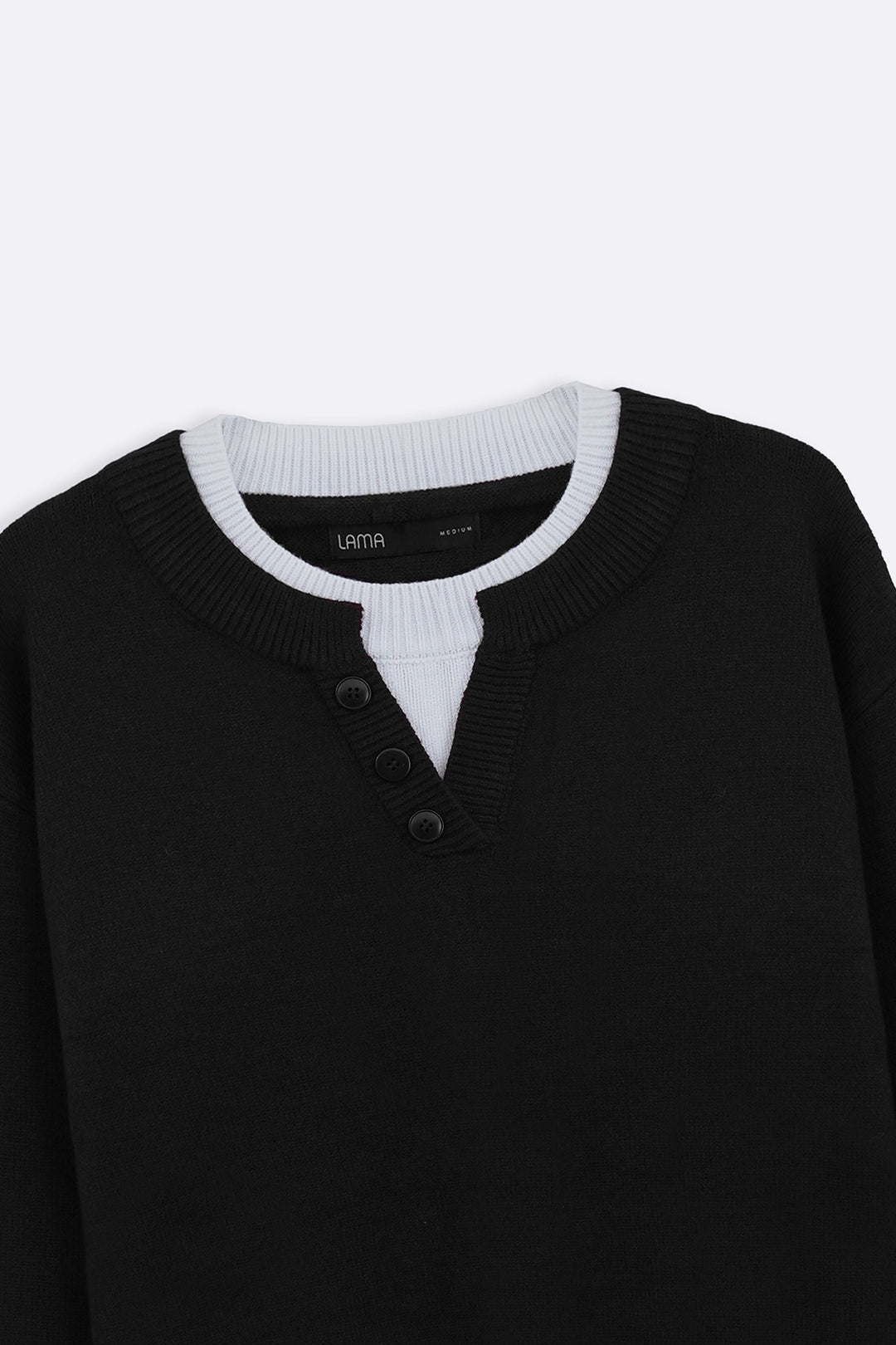 BLACK CAMPUS HENLEY SWEATER