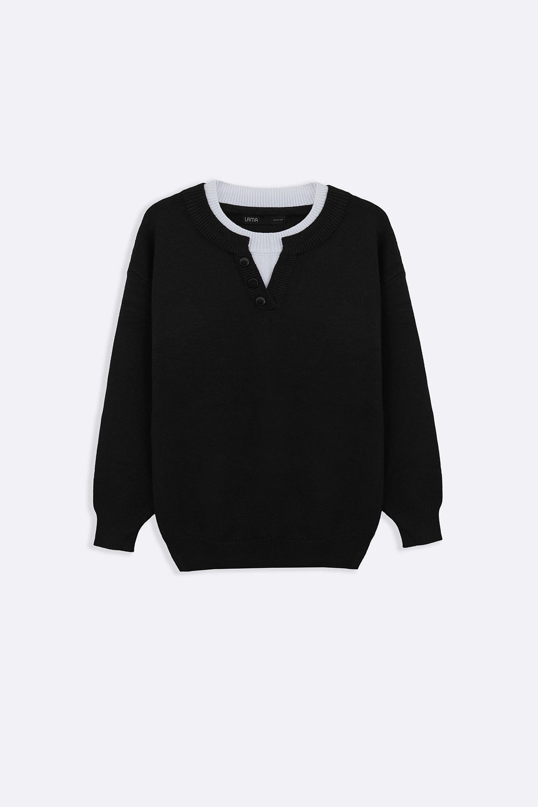BLACK CAMPUS HENLEY SWEATER