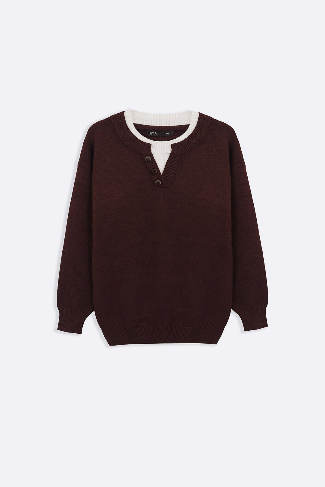 BROWN CAMPUS HENLEY SWEATER