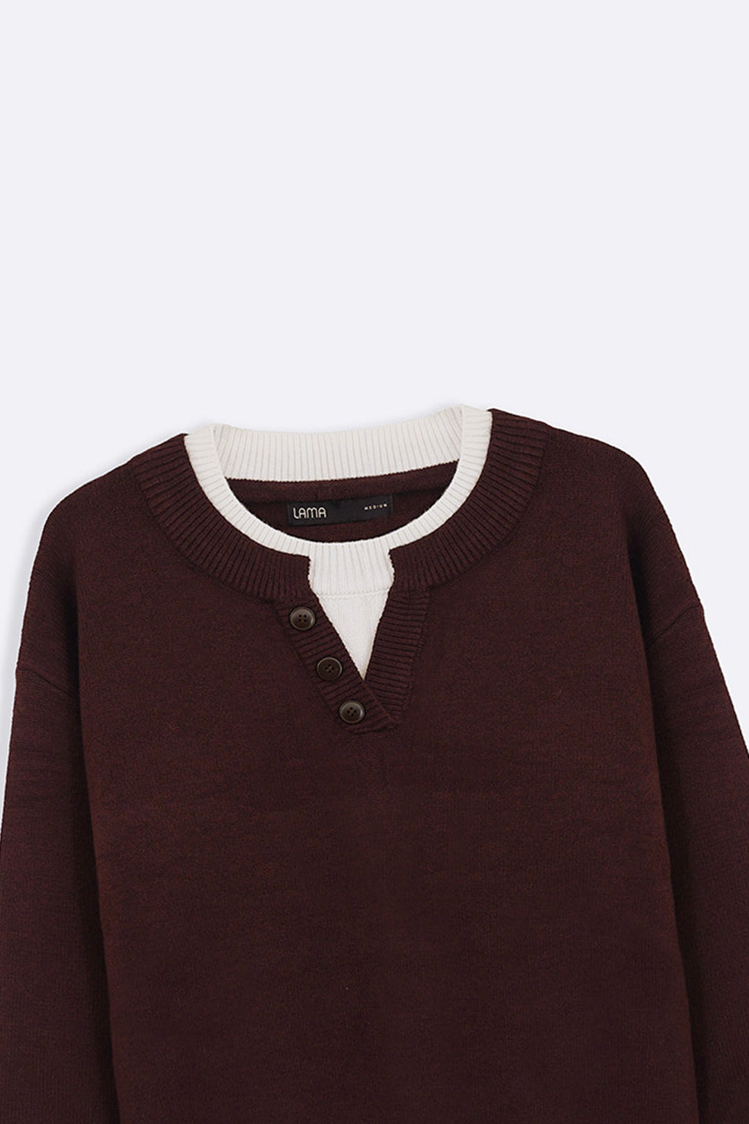 BROWN CAMPUS HENLEY SWEATER