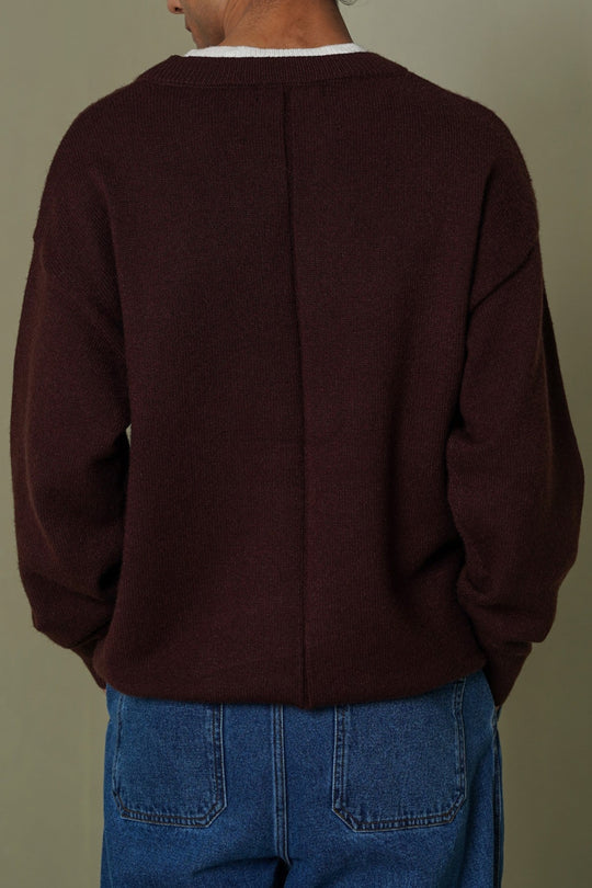 BROWN CAMPUS HENLEY SWEATER