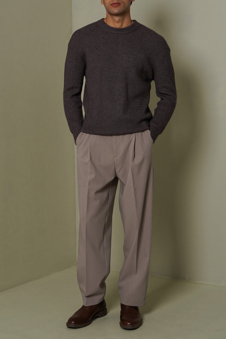MELANGE GREY CLASSIC CREWNECK SWEATER