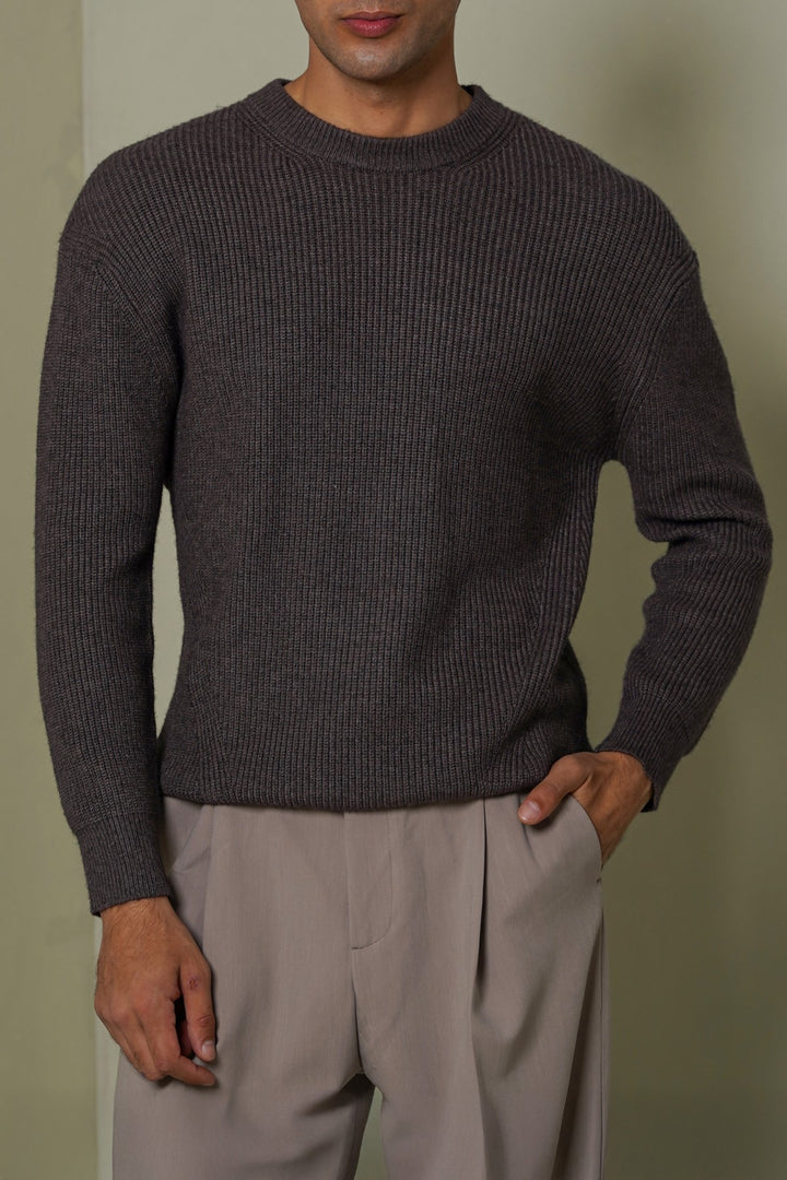 MELANGE GREY CLASSIC CREWNECK SWEATER