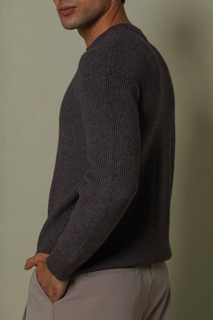 MELANGE GREY CLASSIC CREWNECK SWEATER