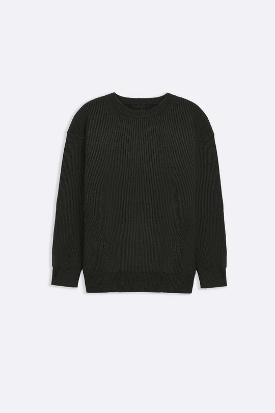 MELANGE OLIVE CLASSIC CREWNECK SWEATER