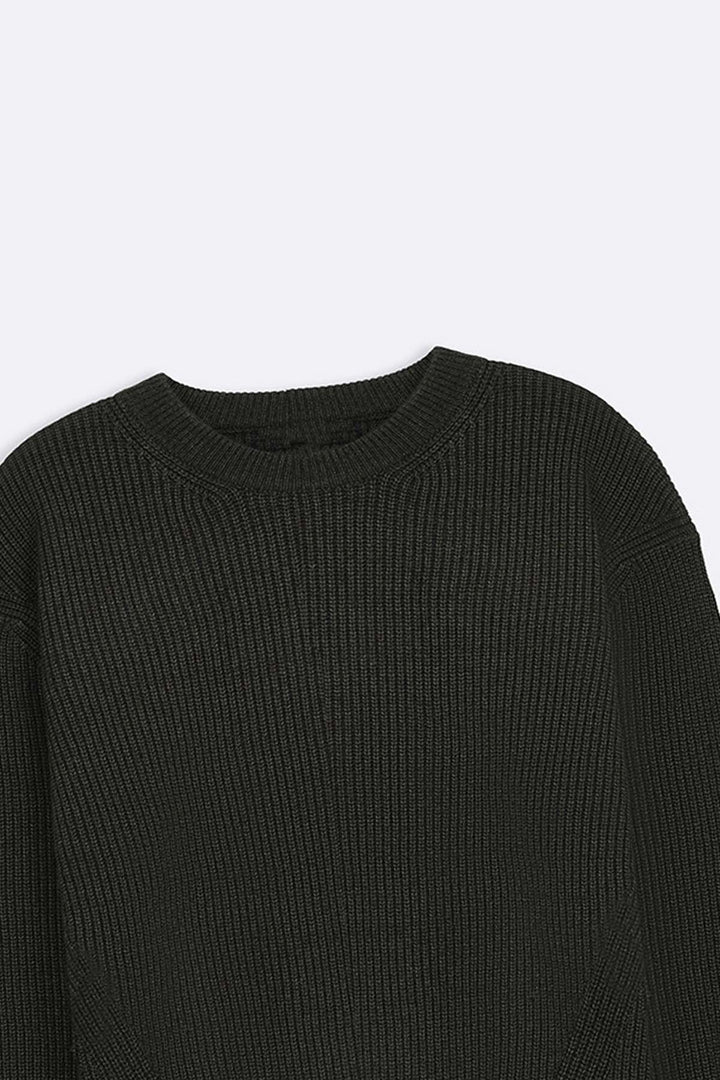 MELANGE OLIVE CLASSIC CREWNECK SWEATER