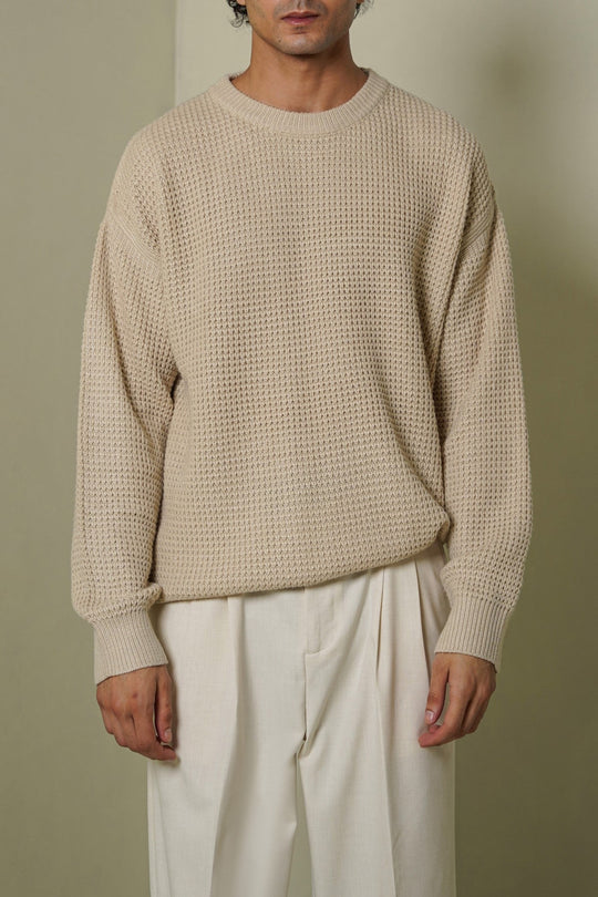 CREAM FISHERMAN SWEATER