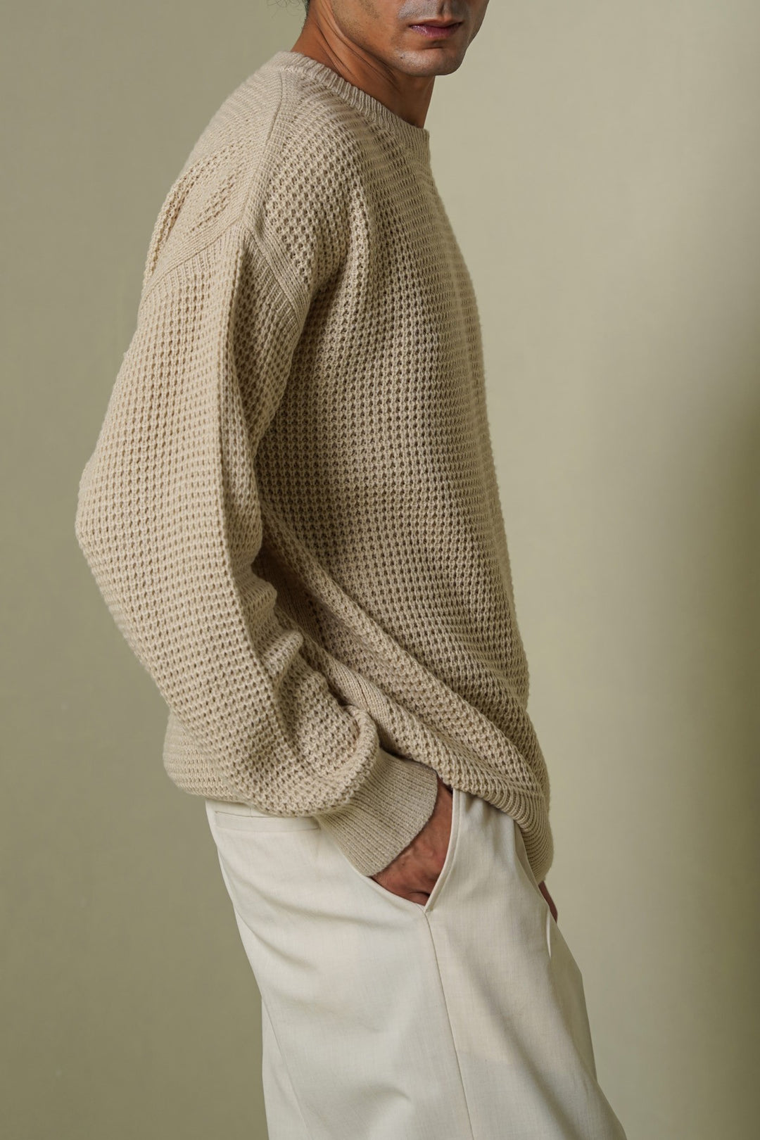 CREAM FISHERMAN SWEATER