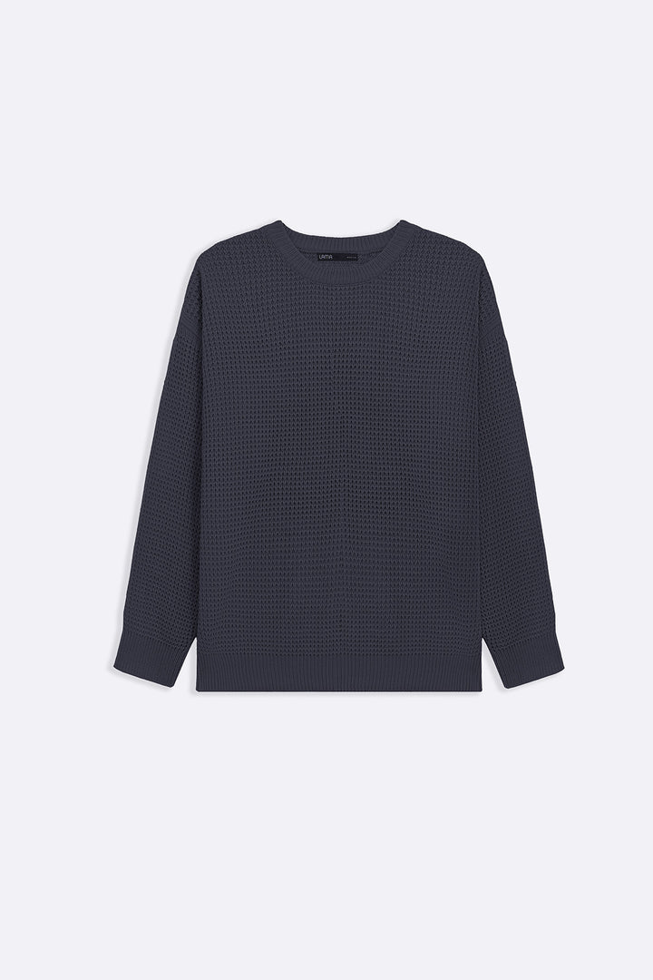 DARK GREY FISHERMAN SWEATER