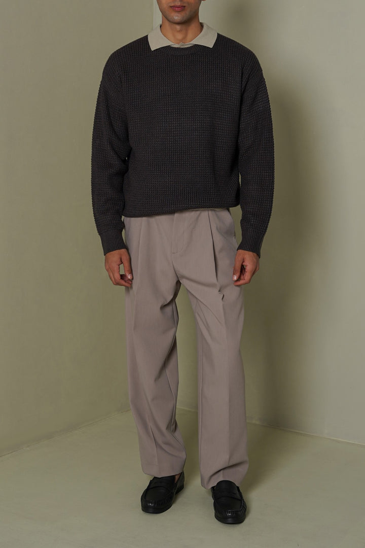 DARK GREY FISHERMAN SWEATER