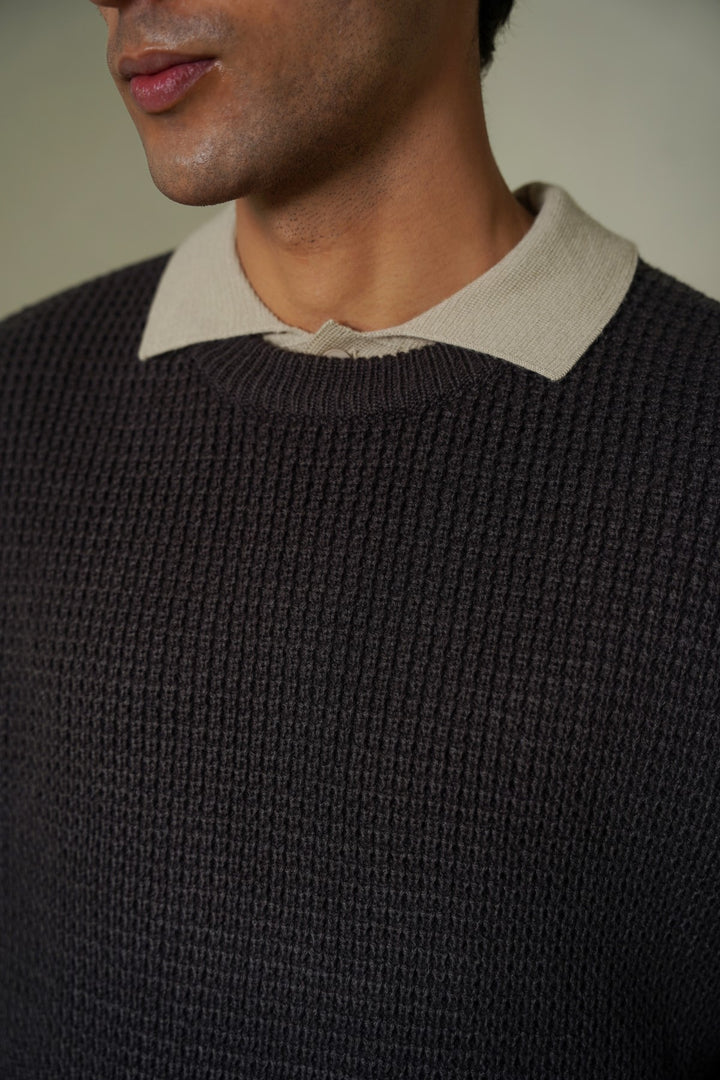 DARK GREY FISHERMAN SWEATER