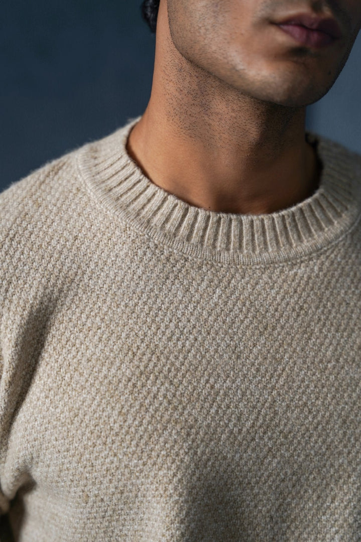 BEIGE SOFT-BRUSHED SWEATER