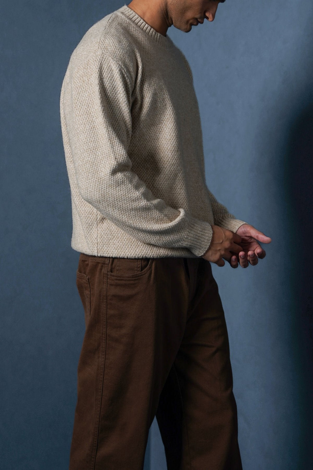 BEIGE SOFT-BRUSHED SWEATER