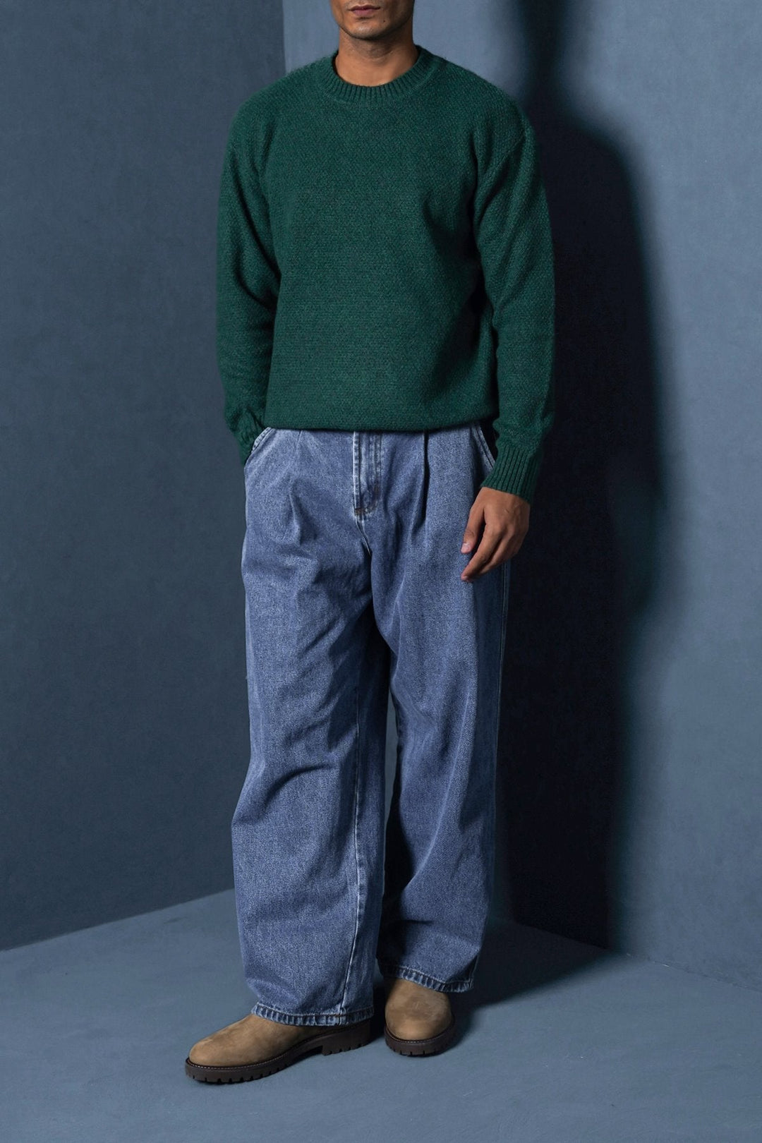 FOREST GREEN SOFT-BRUSHED SWEATER