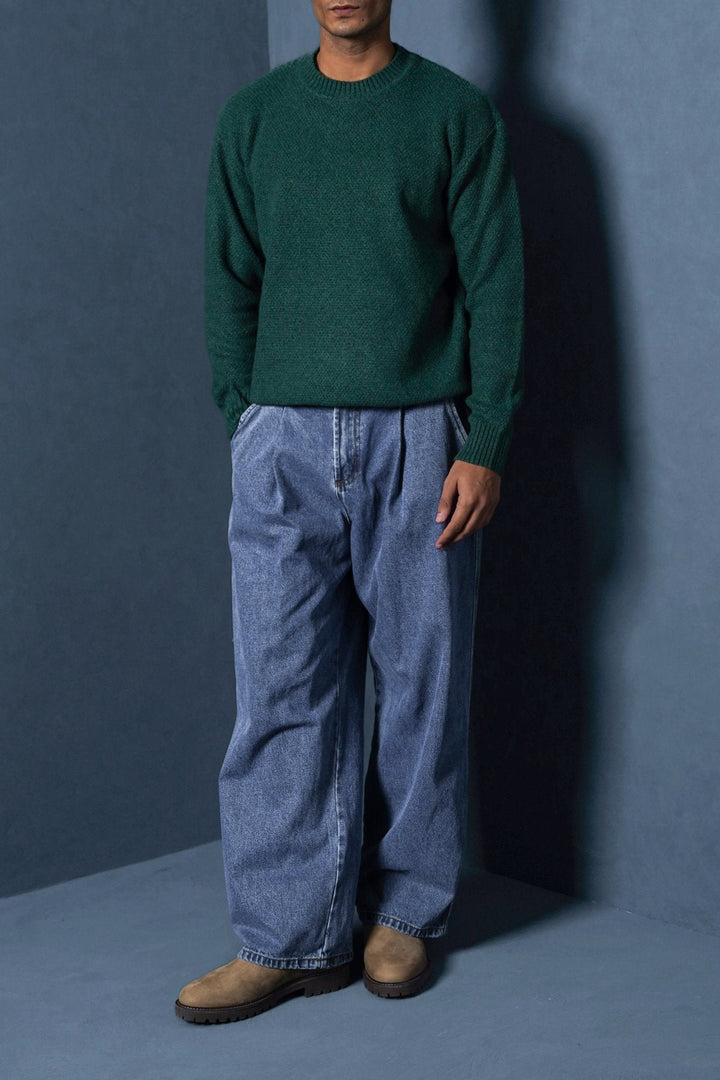 FOREST GREEN SOFT-BRUSHED SWEATER