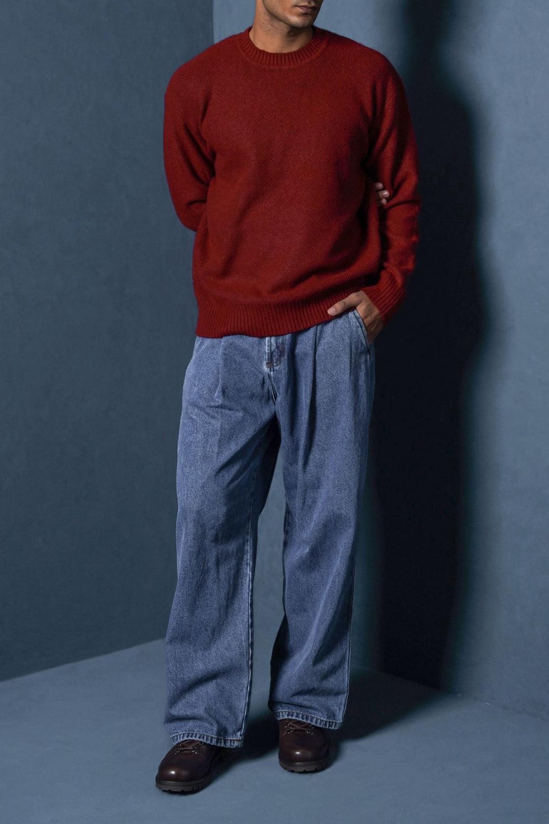 RED SOFT-BRUSHED SWEATER