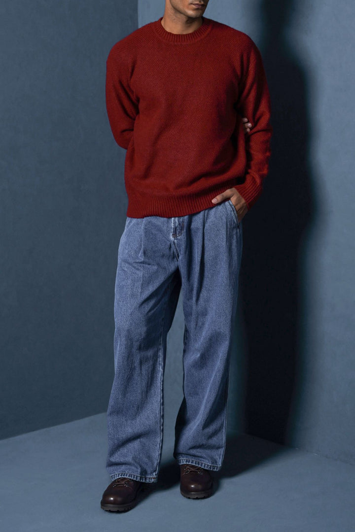 RED SOFT-BRUSHED SWEATER