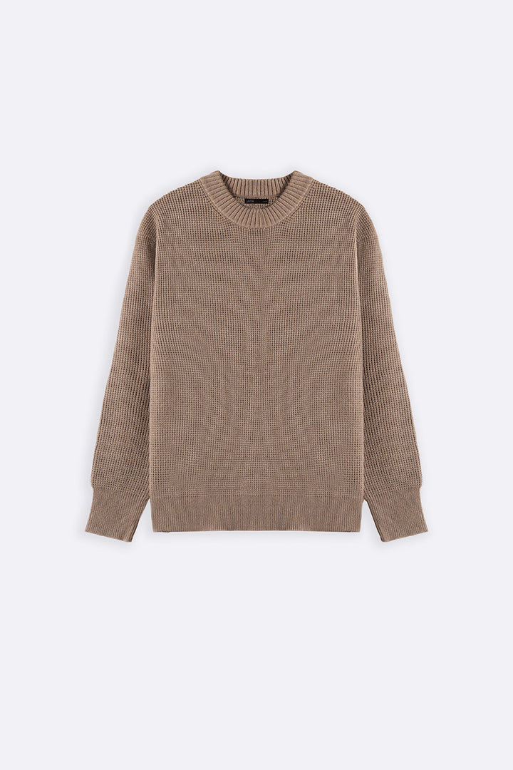 SAND WAFFLE KNIT SWEATER