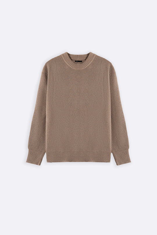 SAND WAFFLE KNIT SWEATER