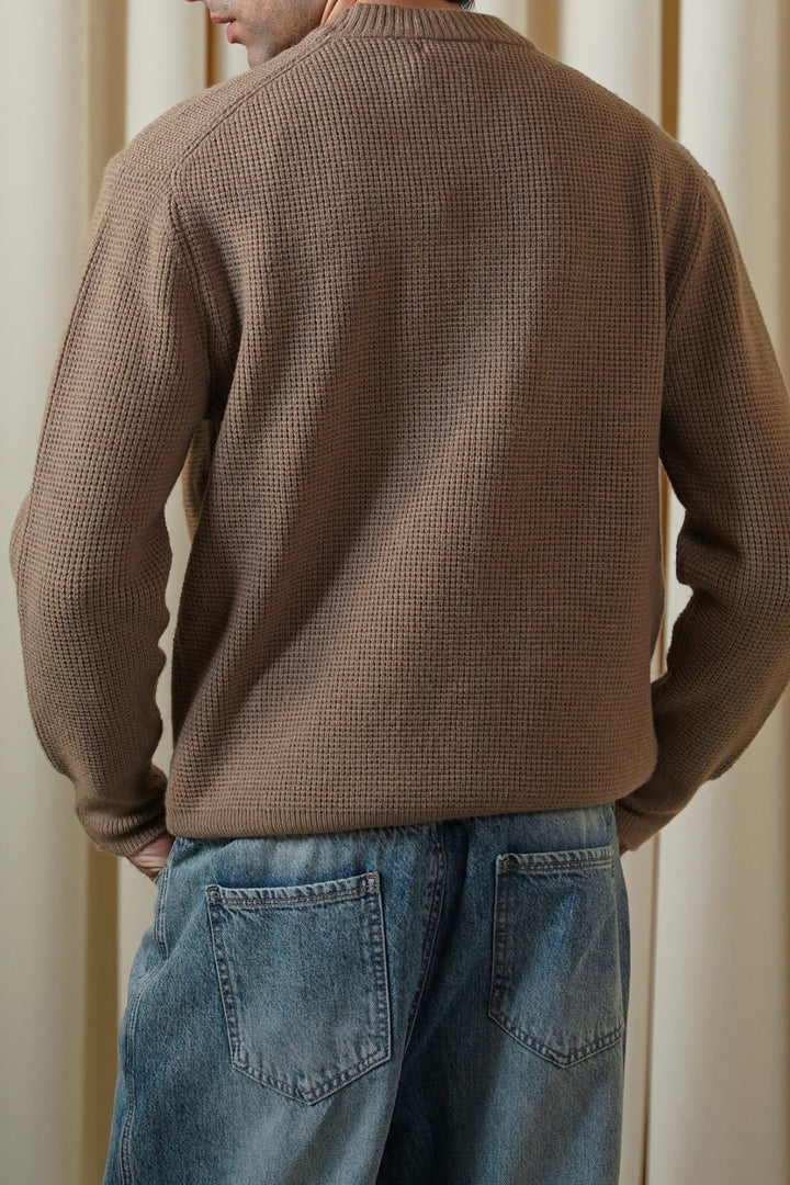 SAND WAFFLE KNIT SWEATER