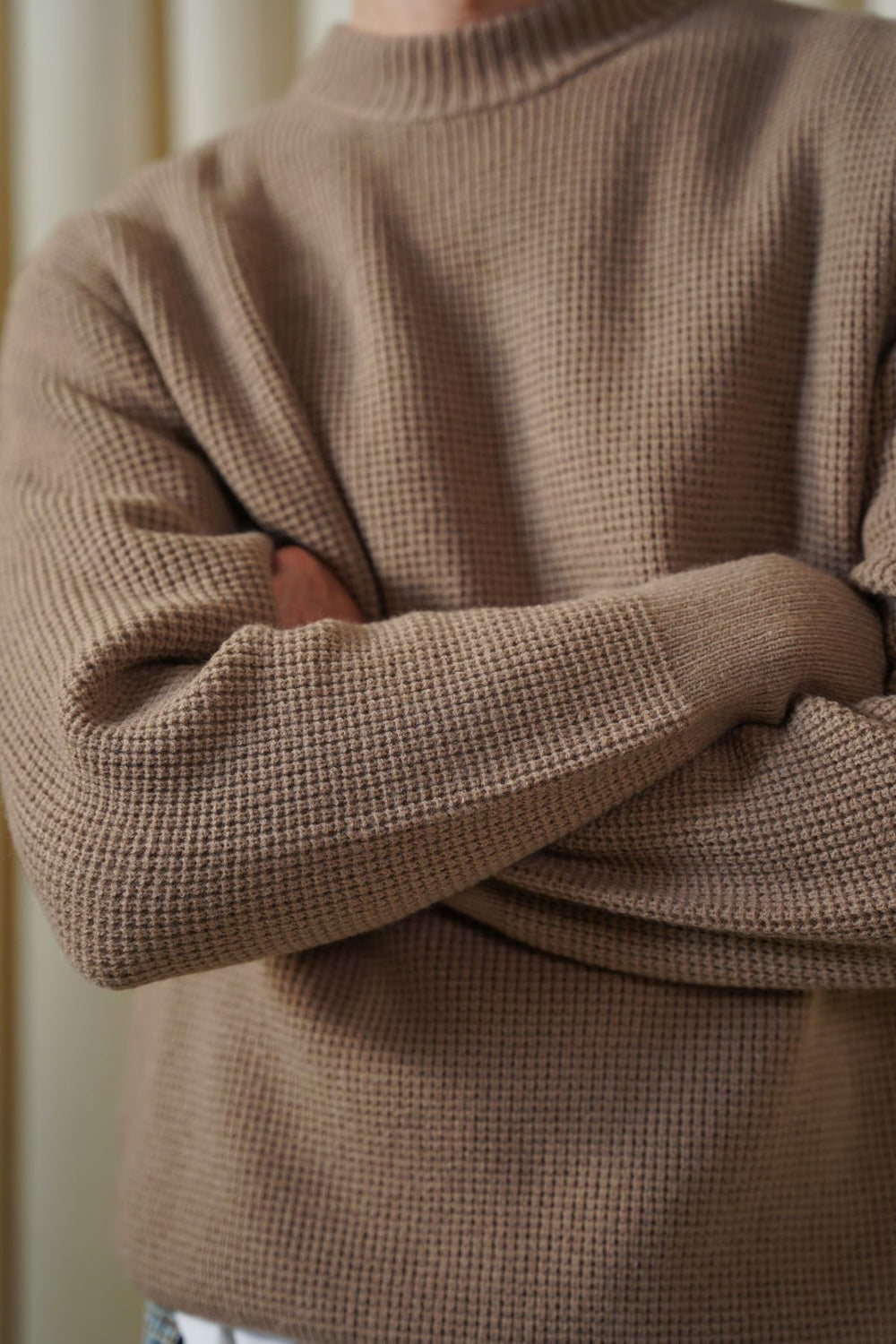 SAND WAFFLE KNIT SWEATER