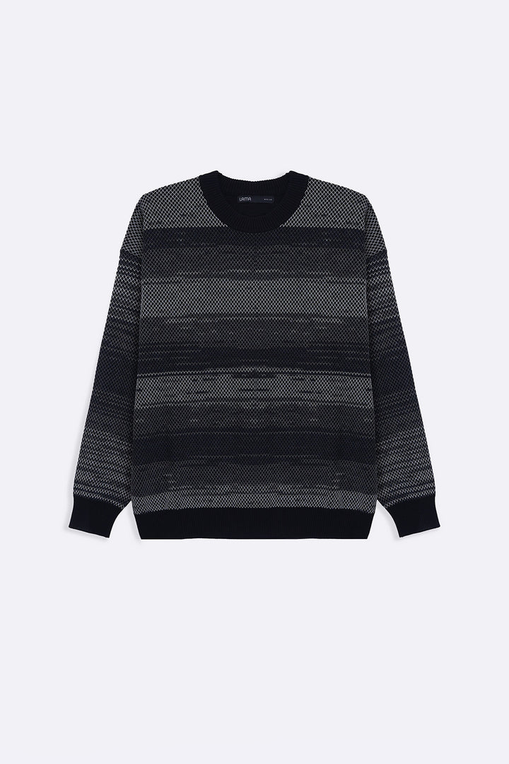 GREY BLACK GRADIENT KNIT SWEATER
