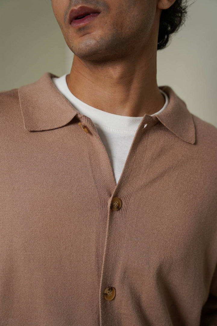 BEIGE OXFORD CARDIGAN