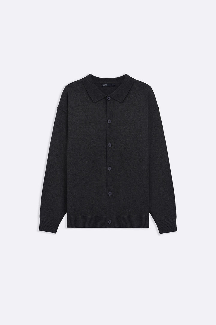 CHARCOAL OXFORD CARDIGAN