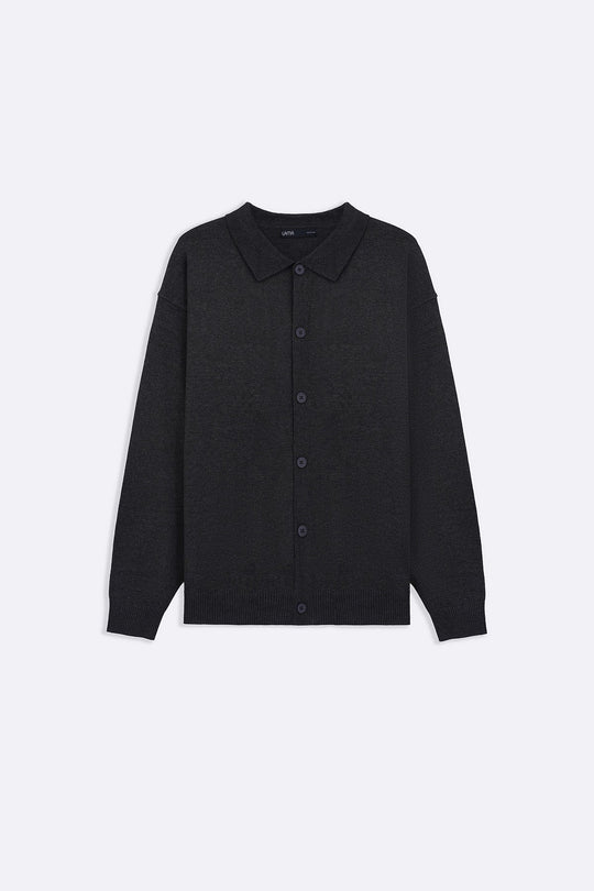 CHARCOAL OXFORD CARDIGAN