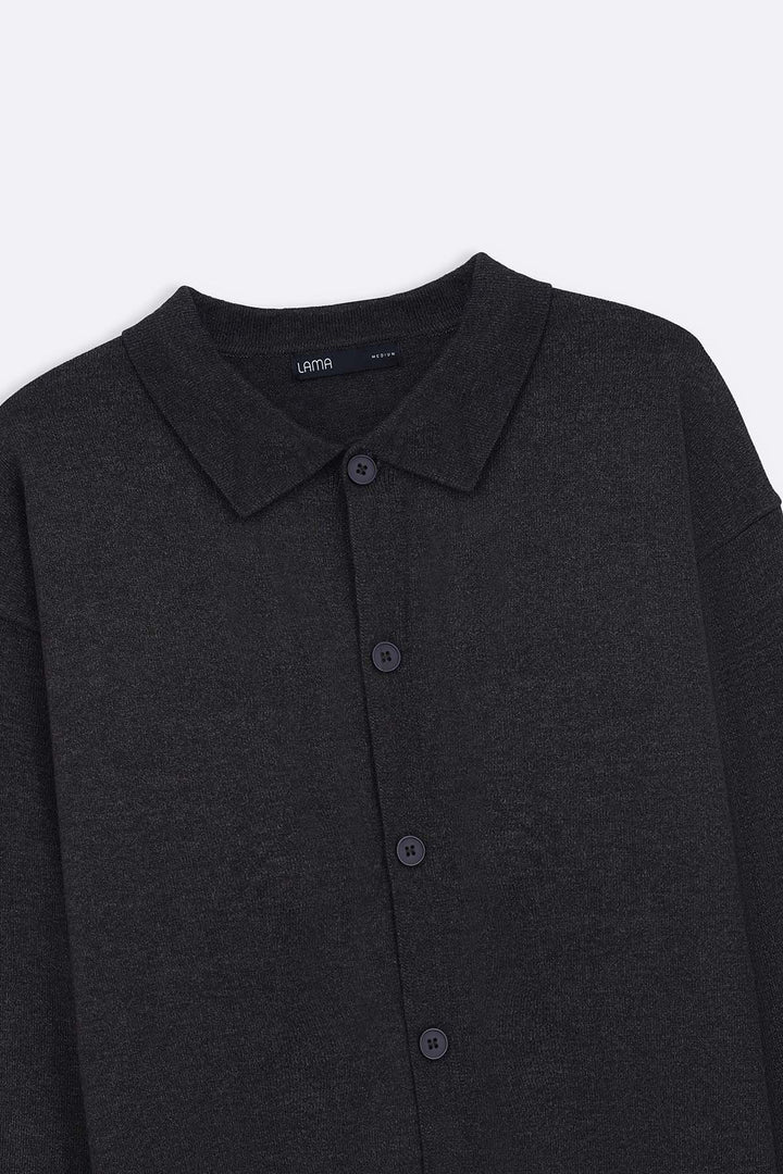 CHARCOAL OXFORD CARDIGAN