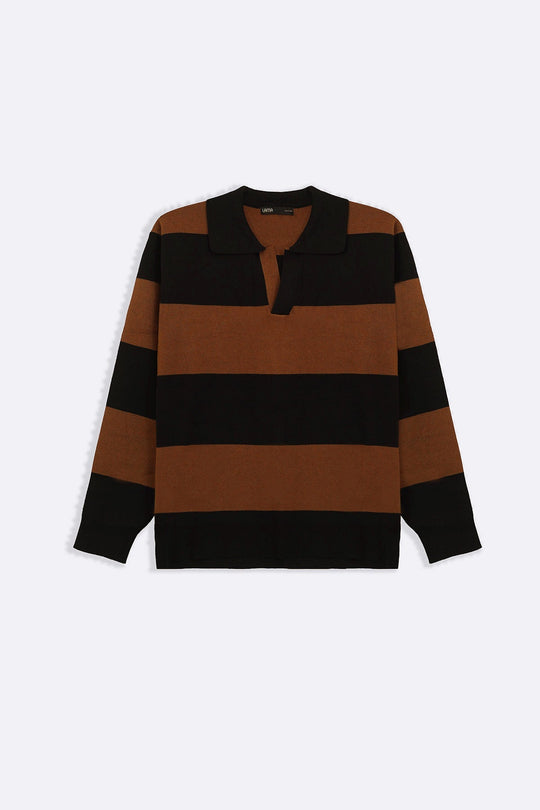 BLACK BROWN RUGBY SWEATER