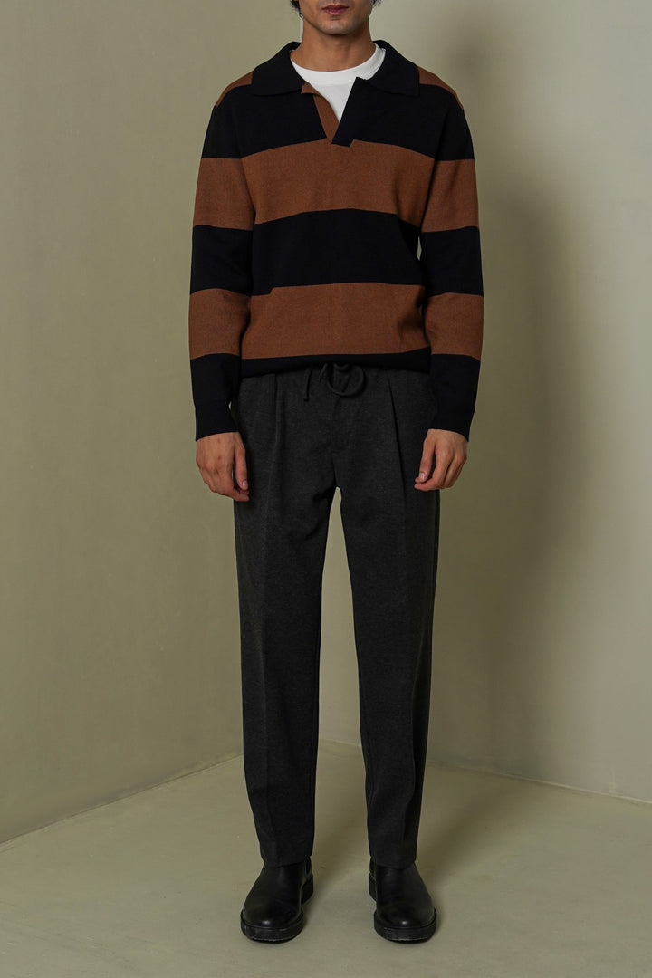 BLACK BROWN RUGBY SWEATER