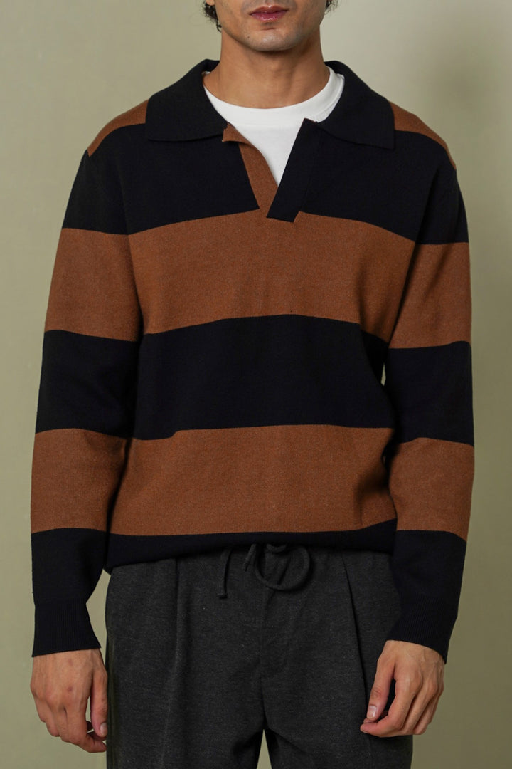 BLACK BROWN RUGBY SWEATER