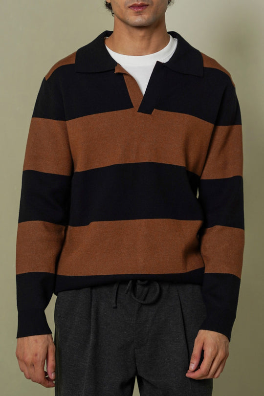BLACK BROWN RUGBY SWEATER